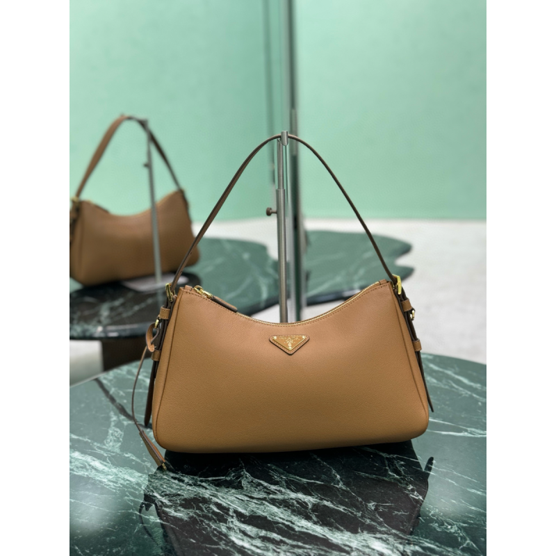 Prada Aimée medium leather shoulder bag-Caramel 