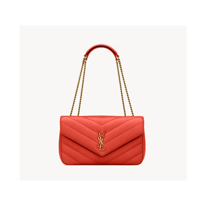 Saint Laurent Loulou Medium in matelasse lambskin-Red