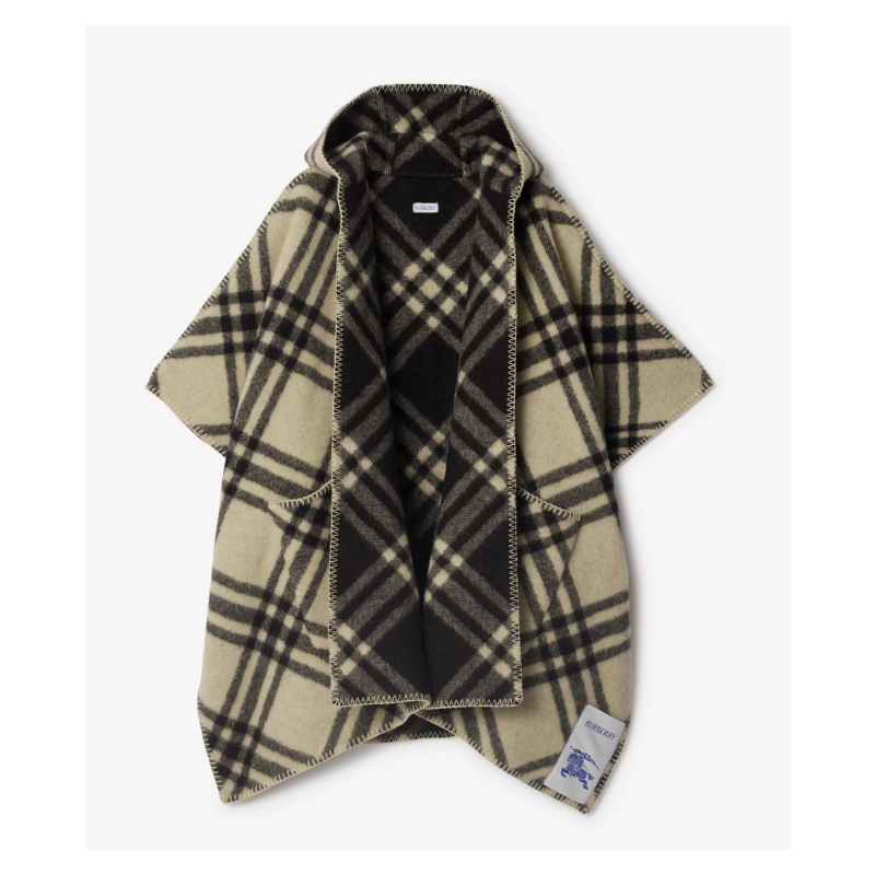 Burberry Reversible Check  Wool Hooded Cape 