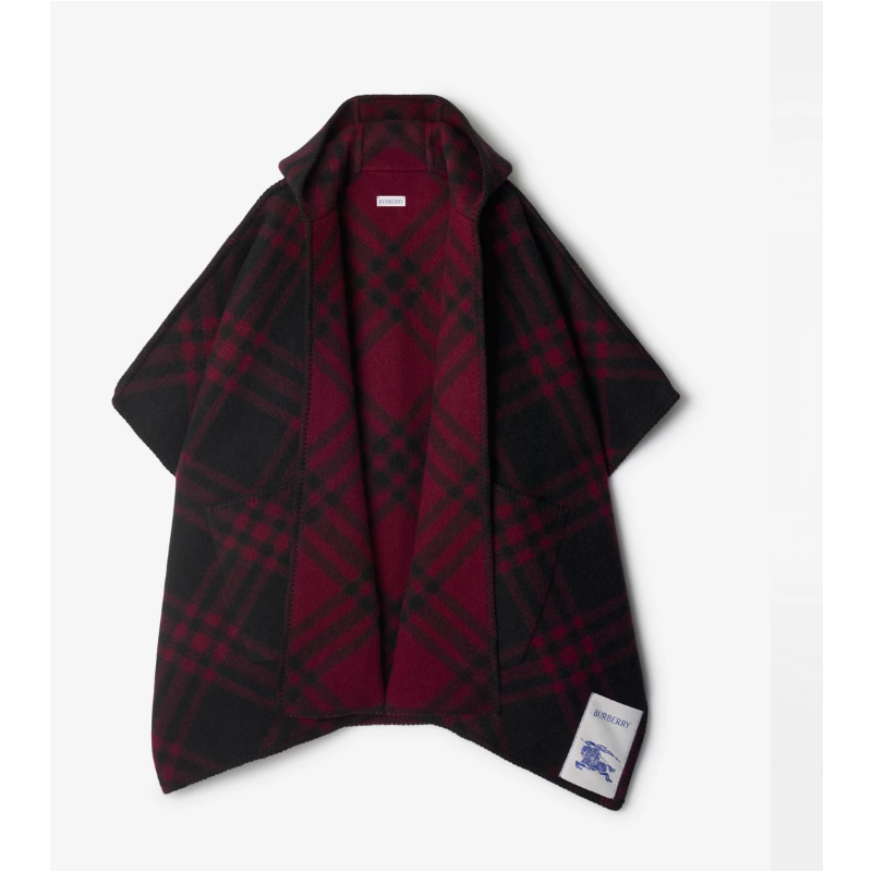 Burberry Reversible Check  Wool Hooded Cape 