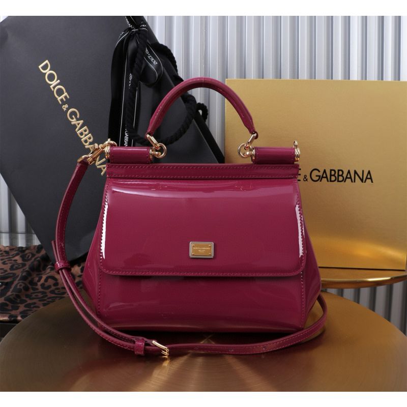 Dolce Gabbana Medium Sicily Handbag in Polished calfskin-Fuchsia