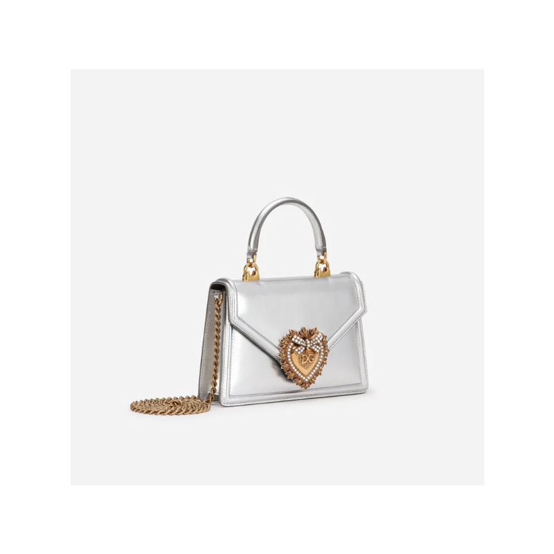 Dolce Gabbana Small Smooth Calfskin Devotion bag-Silver