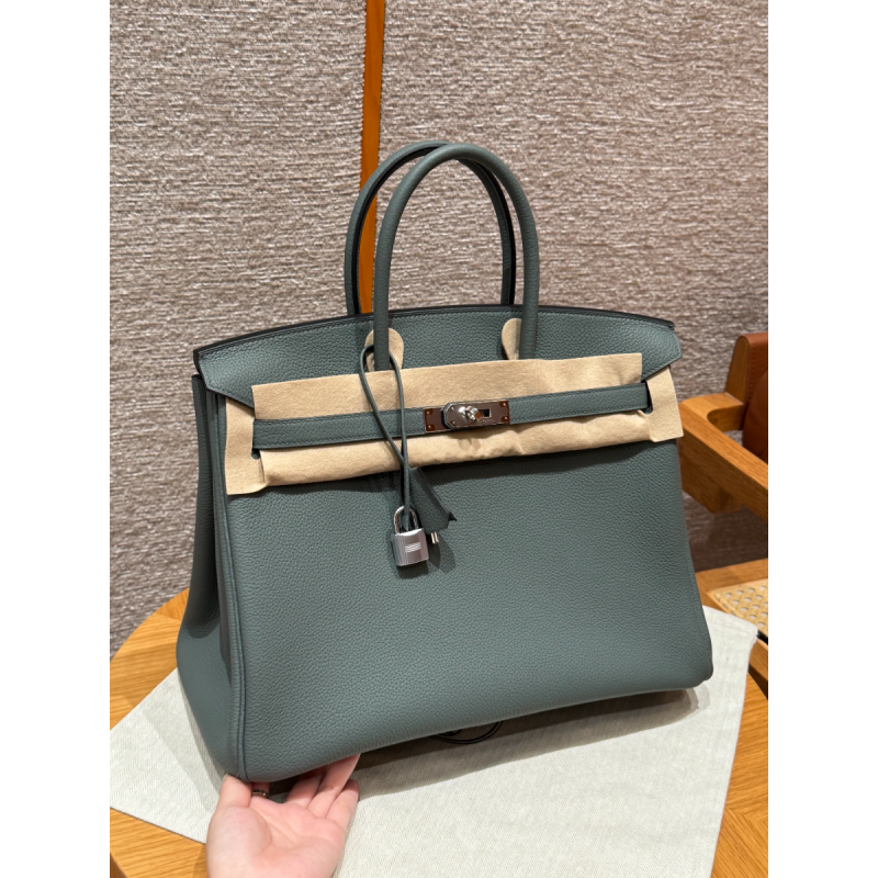 Hermes Birkin 35  in Togo leather-Vert Amande
