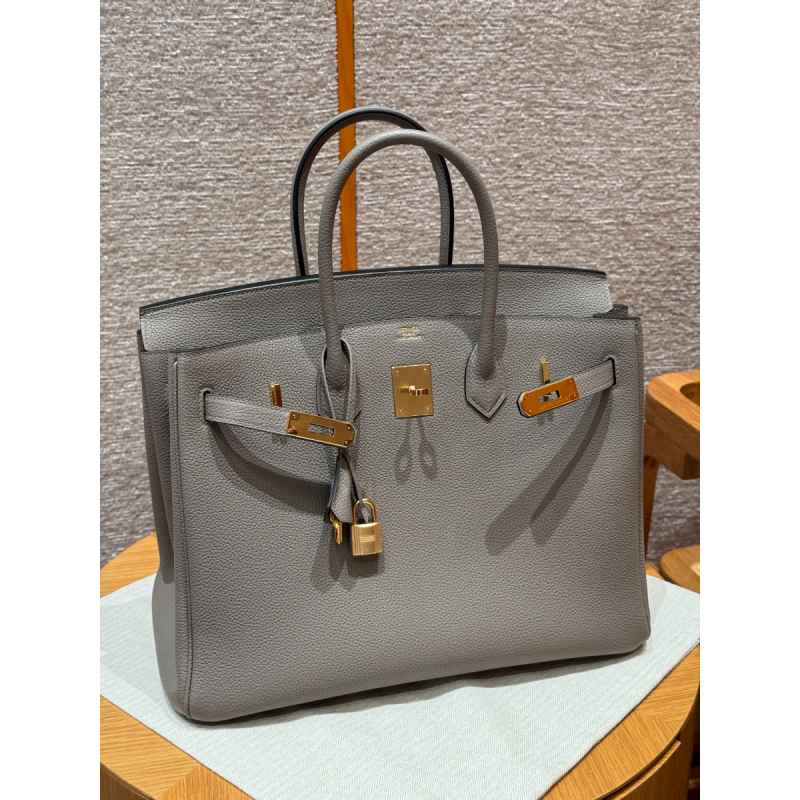Hermes Birkin 35 Borsa in pelle togo-Gris Asphaite