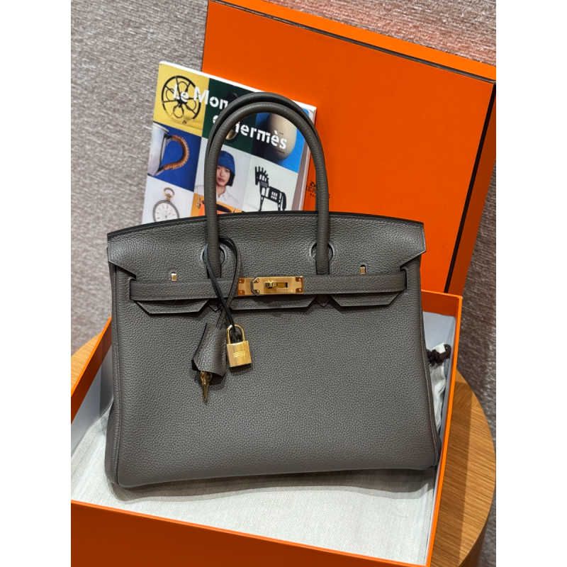 Hermes Birkin 25 / Birkin 30  in Togo Leather-Etain grey