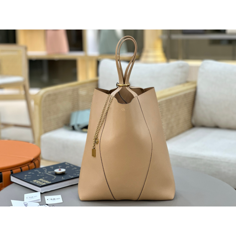 chloe grande spin tote-Milk brown