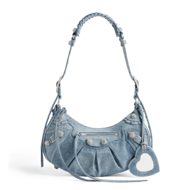 Balenciaga Le Cagole Borsa a tracolla piccola-Con strass in blu