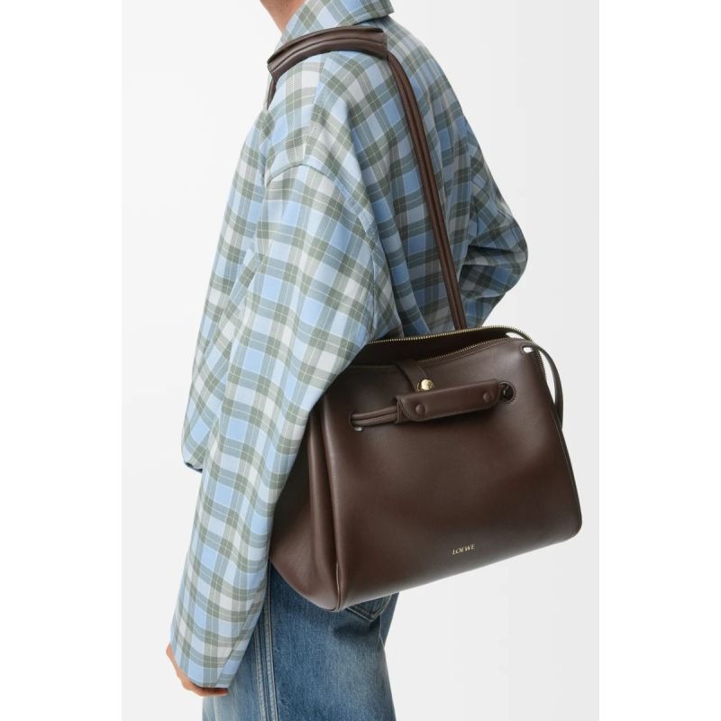 Loewe Medium Madrid bag in supple calfskin-Dark Chestnut