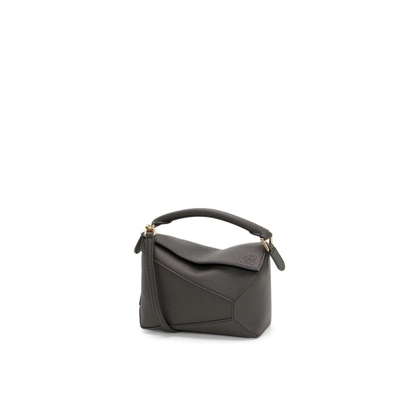 Loewe Mini Puzzle in Grained Calfskin -Deep grey