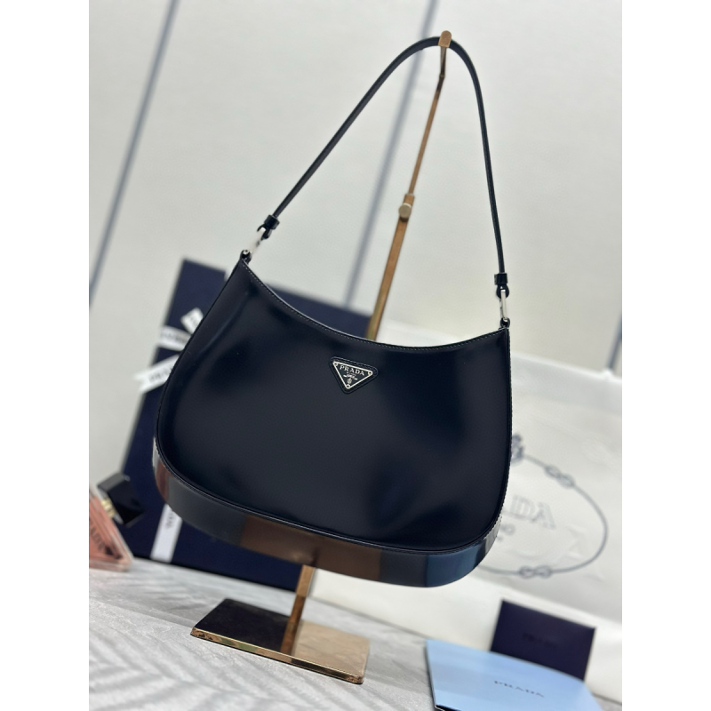 Borsa a spalla Prada Cleo in pelle spazzolata-Black