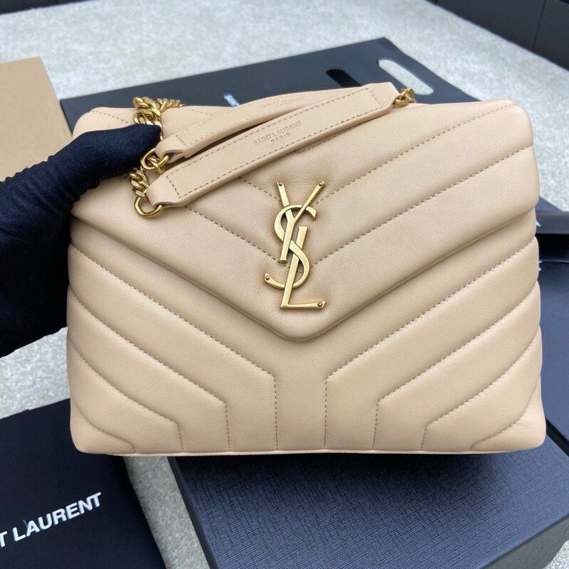 Saint Laurent Loulou Small Bag-Beige