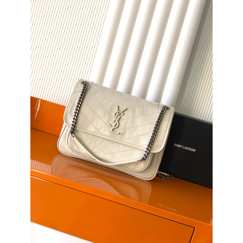 NIKI MEDIUM IN PELLE VINTAGE-BIANCO