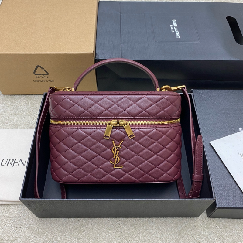 Saint Laurent Gaby Large Vanity bag in Lambskin-Rouge Cabernet