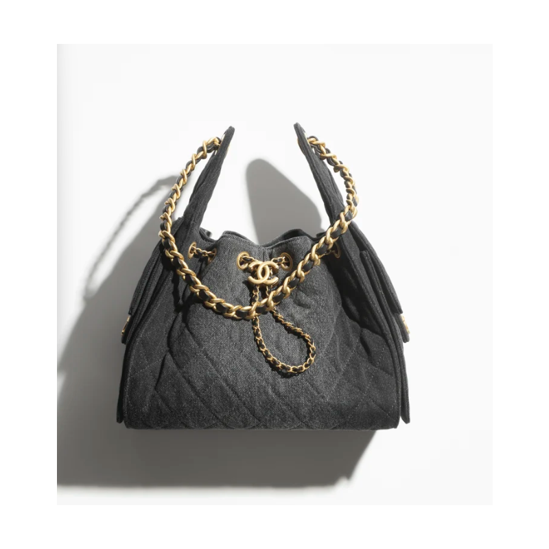 Chanel 25 Small handbag -Black washed denim 