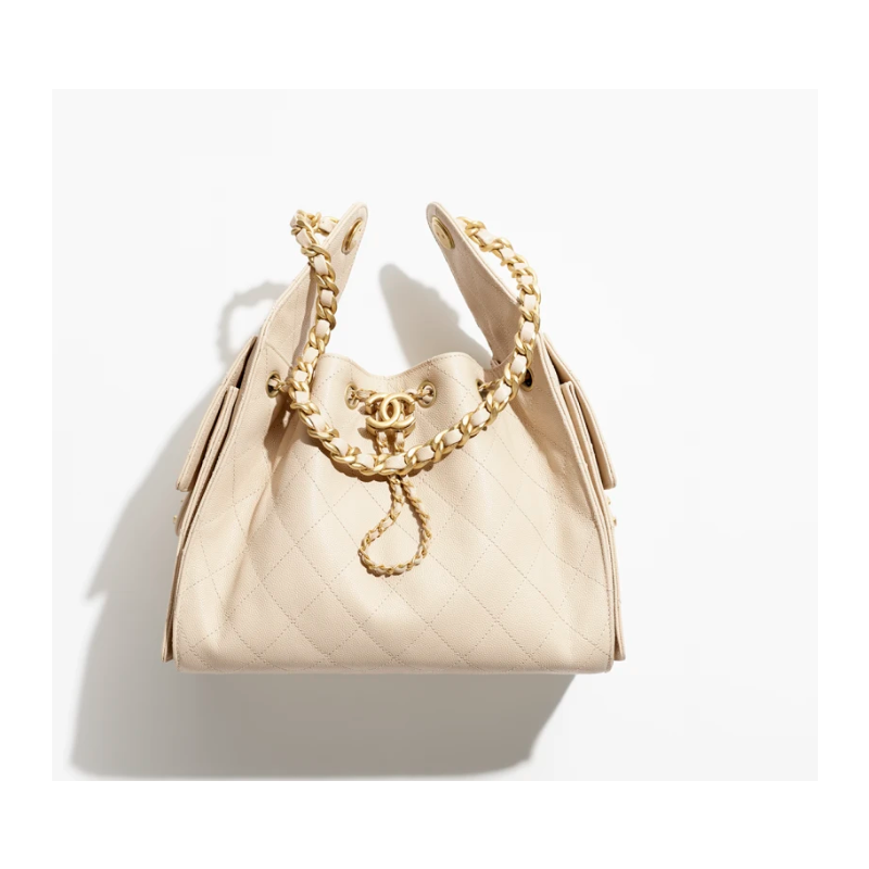Chanel 25 Small handbag -Beige Grained leather 