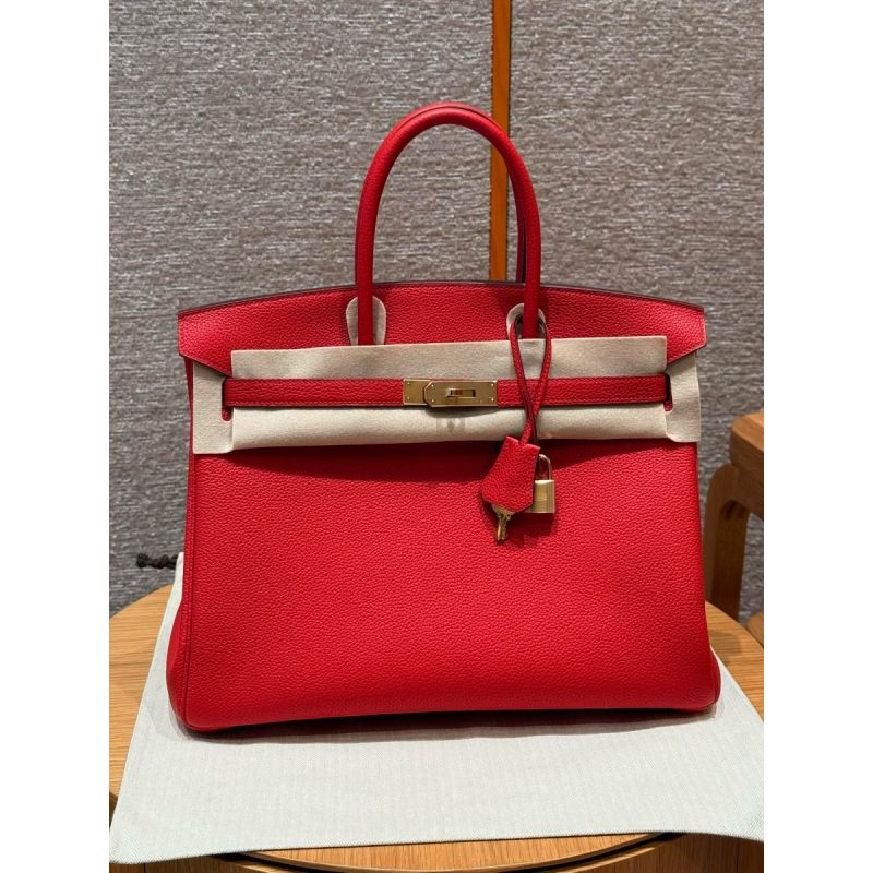 Hermes Birkin 35  in Togo leather-Red