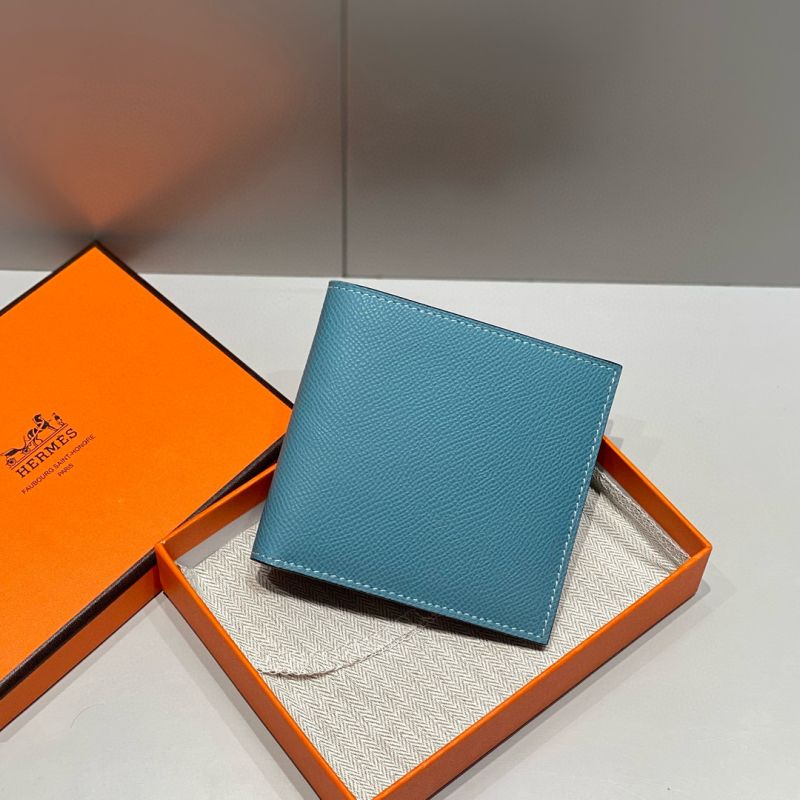 Hermes Portafoglio compatto in vitello Epsom-Denim Blue