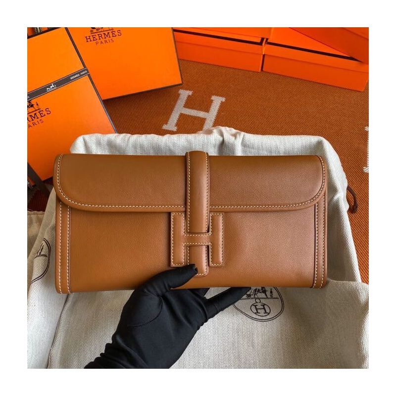 Hermes Jige Elan Clutch in Swift Leather 