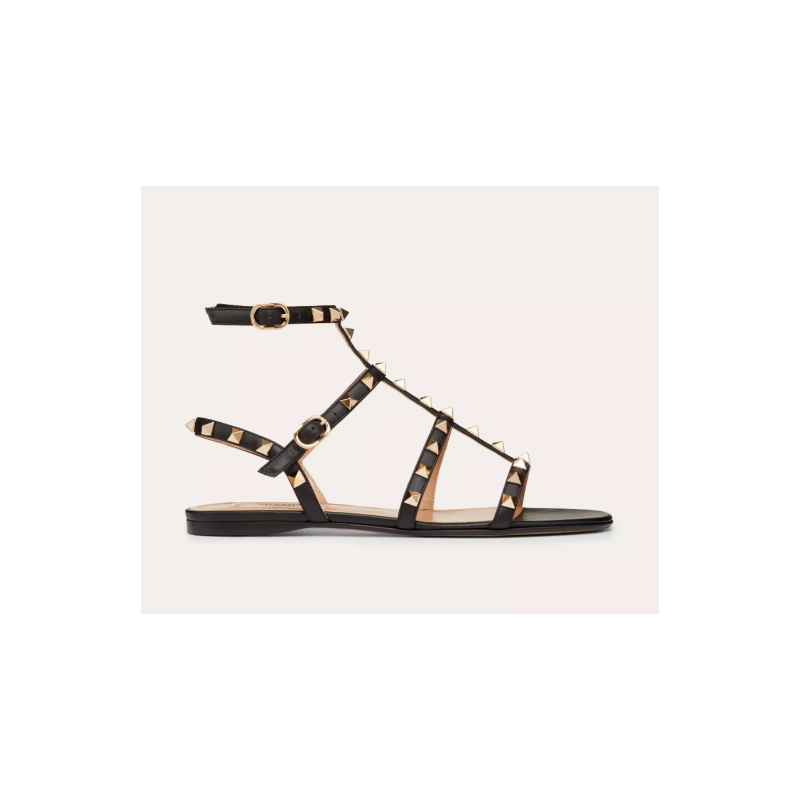 Valentino Rockstud calfskin flat sandal , Size 35-41